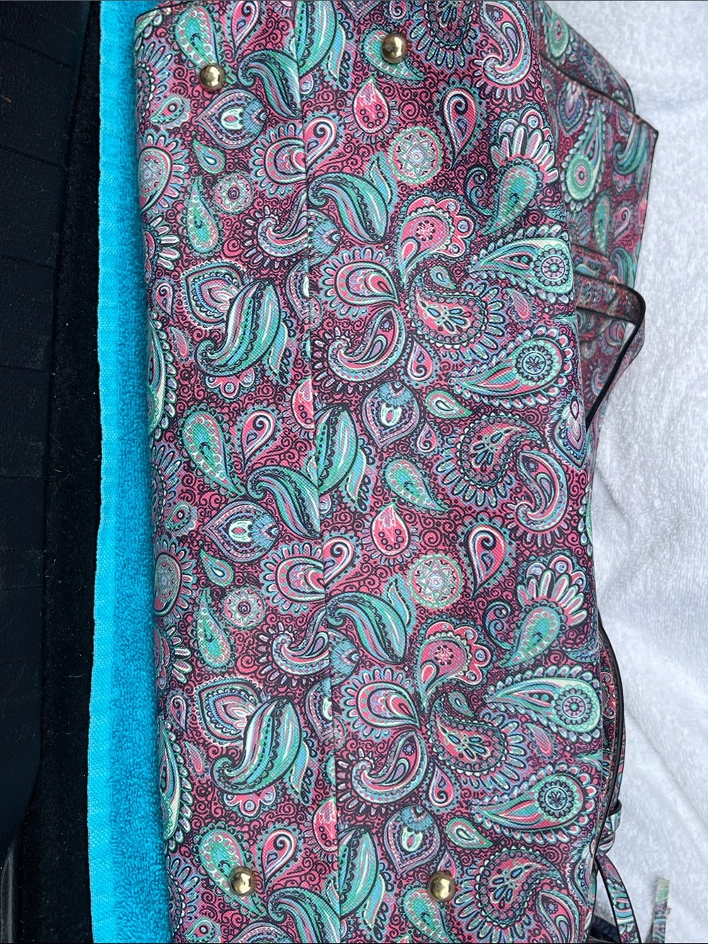 Simply Southern Pink and Teal Paisley Tote with Tassel - Picture 7 of 9